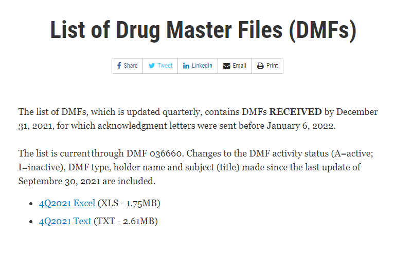 FDA-DMF Drug Master File