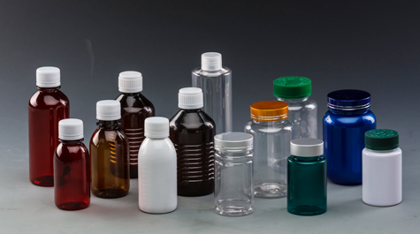 Three materials of medical plastic bottles