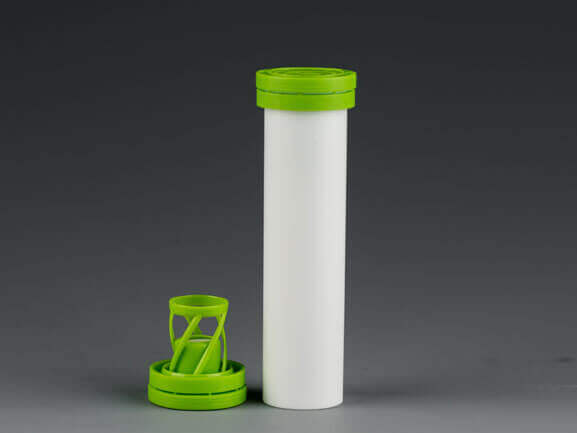 Fizz tablet tube with desiccant cap